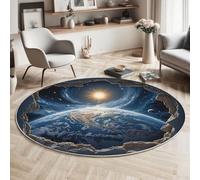 MIATCENRT Tappeto Rotondo Universo Cielo Stellato, Antiscivolo Abbatti Il Muro In Basso Tappeto Lavabile a Pelo Corto Morbido per Camera da Letto Soggiorno, Flanella Tappeti Rotondi Blu scuro, 160cm