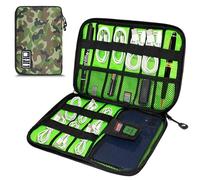 Miavers organizer elettronico, pacchetto di accessori elettronici, organizer per cavi da viaggio, adatto per iPad Mini, disco rigido, cavo, caricabatterie (verde mimetico, monostrato)