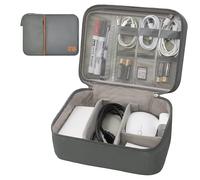 Miavers Organizzatore elettronico, pacchetto accessori elettronici, organizer per cavi da viaggio, adatto per iPad Mini, disco rigido, cavo, caricabatterie (grigio, doppio strato)