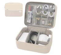 Miavers Organizzatore elettronico, pacchetto di accessori elettronici, organizer per cavi da viaggio, adatto per iPad Mini, disco rigido, cavo, caricabatterie (beige, doppio strato)