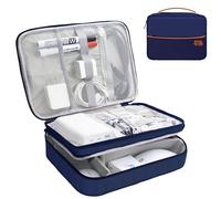 Miavers Organizzatore elettronico, pacchetto di accessori elettronici, organizer per cavi da viaggio, adatto per iPad Mini, disco rigido, cavo, caricabatterie (blu navy, tre strati)