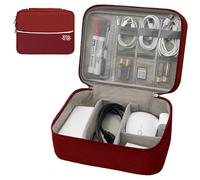 Miavers organizzatore elettronico, pacchetto di accessori elettronici, organizzatore di cavi da viaggio, adatto per iPad Mini, disco rigido, cavo, caricabatterie (rosso vino, doppio strato)