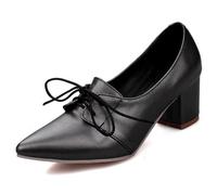 MiaZane Décolleté Oxford Punta a Punta con Lacci Tacco Blocco Medio per Ufficio e riunioni aziendali Fodera PU Morbida Design Elegante,Nero,37 EU