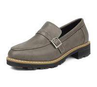 MiaZane Mocassini Classici con Fibbia da Donna Pelle Sintetica Slip-on Suola Platform Spessa Punta Tonda Casual e Eleganti per Ufficio,Marrone,44 EU