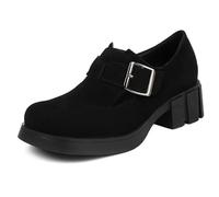 MiaZane Mocassini con Tacco a Blocco da Donna Slip-on Chunky in Suede per Lavoro e Uso Quotidiano con Schiuma Memory Foam (vestibilità Larga),Nero,37 EU