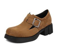 MiaZane Mocassini con Tacco a Blocco da Donna Slip-on Chunky in Suede per Lavoro e Uso Quotidiano con Schiuma Memory Foam (vestibilità Larga),Marrone,36 EU