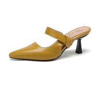 MiaZane Mules con Tacco Alto Donna Stiletto Punta Aguzza Slip On Court Scarpe Scarpe Eleganti per Lavoro in Ufficio e Festa Estiva Pelle PU Morbida Suola Gomma,Giallo,34 EU
