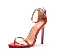 MiaZane Sandali a Spillo da Donna - Tacchi Alti con Cinturino Sottile alla Caviglia e Punta Aperta, Design Elegante e Minimalista per Un Look Classico - Nero/Bianco/Albicocca,Rosso,37 EU