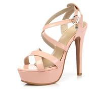 MiaZane Sandali con Piattaforma Stiletto Donna in Pelle Verniciata Punta Aperta con Cinturini Incrociati Tacco Alto Sandali Eleganti Tacchi da Festa di Moda per Serata Fuori,Rosa,35 EU