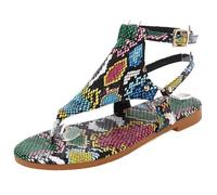 MiaZane Sandali Gladiatori Infradito Flat Romani Flat Punta Aperta con Cinturino alla Caviglia Regolabile Taglie Forti Infradito da Spiaggia Estivi Scarpe da Passeggio Casual,Snake,40 EU