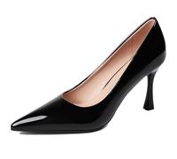 MiaZane Scarpe con Tacco Alto Donna a Punta a Punta Tacco Stiletto Eleganti in Pelle Verniciata Scarpe da Ufficio per Incontro Formale Solette Memory Foam vestibilità Larga,Black 7cm,42 EU