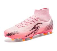 MiaZane Scarpe da Calcio Uomo Donna Alto Top Tacchetti TF e FG con Supporto alla Caviglia Durevole Antiscivolo Scarpe da Calcio Esterno per Allenamento e Partita,Pink fg,36 EU