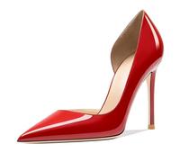 MiaZane Scarpe di Corte Donna Eleganti con Punta Accuminata Taglio Laterale Tacchi a Spillo Slip On Tacchi Alti per Matrimonio e Banchetto Serale Pelle Verniciata,Rosso,36 EU