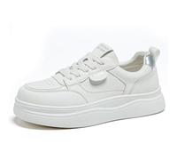 MiaZane Sneakers Donna con Plateau Suola Spessa Lacci Punta Tonda Scarpe Sportive Comode Casual Calzature per Tutti i Giorni per Scuola e Camminate Quotidiane Suola Leggera,White Ash,43 EU