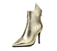 MiaZane Stivaletti A Punta con Tacco A Spillo E Chiusura Laterale Stivaletti Eleganti per Eventi Formali Cene E Uscite Serali,d'oro,36 EU