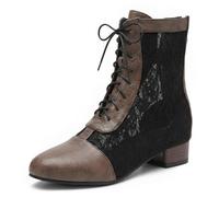 MiaZane Stivaletti alla Caviglia con Allacciatura Punta Tonda Tacco a Blocco Basso Stile Mesh Traspirante Stivaletti di Moda Stivali Casual per Uso Quotidiano e Viaggio Estivo,Marrone,49 EU