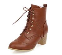 MiaZane Stivaletti con Lacci Tacco Largo Dettaglio Brogue Stile Vintage Moda retrò Uso Quotidiano Ufficio Festa comodità nel Camminare,Giallo,35 EU