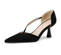 MiaZane Tacchi Slingback in Suède Punta Aguzza Ritaglio D'Orsay Sandali con Tacco Medio Alto Eleganti Scarpe Eleganti Court Scarpe per Festa Serale ed Eventi Formali,Nero,43 EU