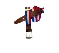 MIBANDERA Cintura uomo Bandiera Spagna, finitura pelle/pelle elastica ed estensibile/regolabile (dalla taglia 90 alla 120)., blu-bianco-rosso, Ajustable de la talla 90 a la 120