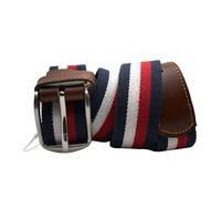 MIBANDERA Cintura uomo Bandiera Spagna, finitura pelle/pelle elastica ed estensibile/regolabile (dalla taglia 90 alla 120)., Blu-rosso-bianco-nero, Ajustable de la talla 90 a la 120