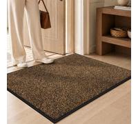 Mibao Zerbino di benvenuto, per interni ed esterni, antiscivolo, impermeabile, resistente, lavabile in lavatrice, a basso profilo, per porta sul retro, patio, veranda, 91 x 61 cm, marrone