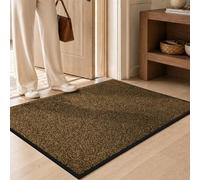 Mibao Zerbino di benvenuto, per interni ed esterni, antiscivolo, impermeabile, resistente, lavabile in lavatrice, a basso profilo, per porta sul retro, patio, veranda, 91 x 61 cm, marrone