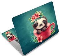Mibbxea Adesivo per Laptop 15-15,6 Pollici, Pellicola in Vinile Riutilizzabile per Coprire Laptop da 13, 13,3, 14, 15,4 Pollici, Decorativo, Antigraffio, Impermeabile (013 Carino Tazze Da Tè Orso)