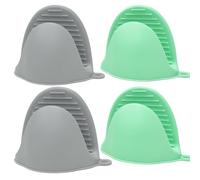 Mibbxea Guanti da forno in silicone, manico per tostapane, mini presine, guanti da cucina, guanti resistenti al calore, per cucinare, cuocere, grigliare, 2 paia (Grigio E Verde)