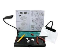 MiBoce Tavolo da Lavoro per Modelli Portatile, Tavolo da Lavoro per Parti di Precisione, con Lente d'Ingrandimento Senza Cornice, Luce a LED, Vassoio Estraibile, Supporto per Testo, Portapinze