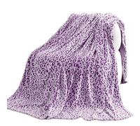 MIBOI Coperta leopardata viola morbida e calda coperta in pile per divano letto 127 x 152,4 cm