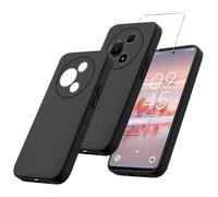 MIBZOR 2 in 1 Cover Compatibile con TCL 60 NxtPaper 4G (6.8") e 1 Pezzi Vetro Temperato Pellicola Protettiva, Nero Morbido Silicone Custodia Protettivo TPU Protezione Case