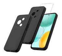 MIBZOR 2 in 1 Cover Compatibile con TCL 605 / TCL 60 SE (6.67") e 1 Pezzi Vetro Temperato Pellicola Protettiva, Nero Morbido Silicone Custodia Protettivo TPU Protezione Case