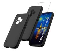MIBZOR 2 in 1 Cover Compatibile con TCL NxtPaper 60 Ultra (7.2") e 1 Pezzi Vetro Temperato Pellicola Protettiva, Nero Morbido Silicone Custodia Protettivo TPU Protezione Case