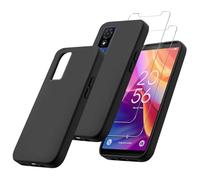 MIBZOR 3 in 1 Cover Compatibile con TCL 501 (6.0") e 2 Pezzi Vetro Temperato Pellicola Protettiva, Nero Morbido Silicone Custodia Protettivo TPU Protezione Case