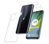 MIBZOR 4 in 1 Cover Compatibile con Motorola Moto E13 4G (6.5") e 3 Pezzi Vetro Temperato Pellicola Protettiva, Trasparente Morbido Silicone Custodia Protettivo TPU Protezione Case