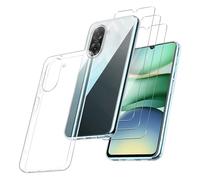 MIBZOR 4 in 1 Cover Compatibile con Xiaomi Poco C71 (6.88") e 3 Pezzi Vetro Temperato Pellicola Protettiva, Trasparente Morbido Silicone Custodia Protettivo TPU Protezione Case