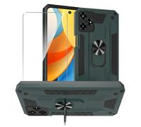 MIBZOR Cover Compatibile con ZTE Blade V60 Vita (6.75"), 1 Verde Case e 1 Pezzi Vetro Temperato Pellicola Protettiva, PC + TPU Custodia Antiurto con Staffa Ruotabile a 360°