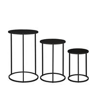 MICA Decorations Quinty - Set di 3 tavolini, altezza 50 x diametro 32 cm, in metallo, colore: Nero