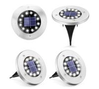 Micacorn Luce Solare da Giardino, 4 Pezzi Luci a Disco Impermeabili Luci Solari da Terra 48LEDs Luci a Disco Impermeabili Sepolto Paesaggio Lampada per Esterno Prato Scala Paesaggio Strade