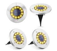 Micacorn Luce Solare da Giardino, 4 Pezzi Luci a Disco Impermeabili Luci Solari da Terra 48LEDs Luci a Disco Impermeabili Sepolto Paesaggio Lampada per Esterno Prato Scala Paesaggio Strade