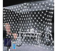 Micacorn Rete Luminosa Solare, 1.5 x 1.5M Tenda Luci di Netta 8 Modalità 96 LED Rete Luminosa con Telecomando Impermeabili Garden Fata di Luce a Rete per Natale Feste Matrimonio Gazebo Esterni