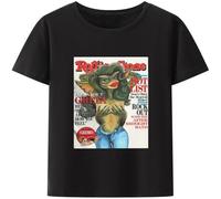 MICAOJI Greta Gremlin Funny Tees Short Sleeve Gremlins Gizmo Monster 80s Horror Christmas Movie T Shirt Gift Idea Clothes Black L