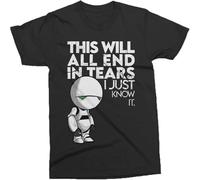MICAOJI Marvin The Paranoid Android This Will all End in Tears T Shirt Black S
