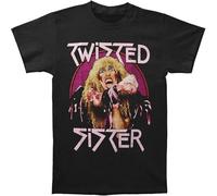 MICAOJI Twisted Sister Men's Glam Photo T-Shirt Casual Graphic Tops Black L