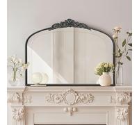 Micasso Grande specchio vintage nero: 101,6 x 76,2 cm specchio antico barocco francese - tradizionale specchio decorativo ad arco decorativo per parete/bagno/ingresso/camino/corridoio - decorazione