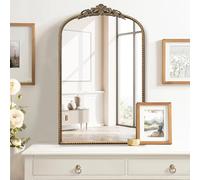 Micasso Specchio vintage da parete dorato: specchio antico barocco francese da 78,7 x 48,3 cm, tradizionale specchio decorativo ad arco decorativo per parete/bagno/ingresso/camino/corridoio