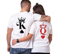 Micaxili Tshirt per Coppia Regali di Coppia per Lei e per Lui Maglietta King e Queen Coppia Tshirt Donna Cotone Uomo 1 Pezzo(WH-King-M)