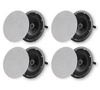 Micca Serie Architecture - Altoparlanti a 2 vie da soffitto a parete, design senza montatura, woofer da 20,3 cm, diametro intaglio 24 cm, confezione da 4, colore: bianco