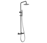 Mice BTD038/BGM Set Asta Doccia Termostatica Estensibile 82-115 cm - Colonna Monocomando con Spruzzatore e Manico - Rubinetteria Bagno Nero Metallizzato