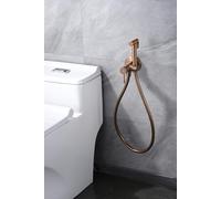 MICE COLLECTION - Rubinetto monocomando a bidet incassato - Doccia igienica da incasso - Rubinetteria da bagno in bide per acqua calda/fredda Serie LIne Oro Rosa Spazzolato - RDD038/ORC